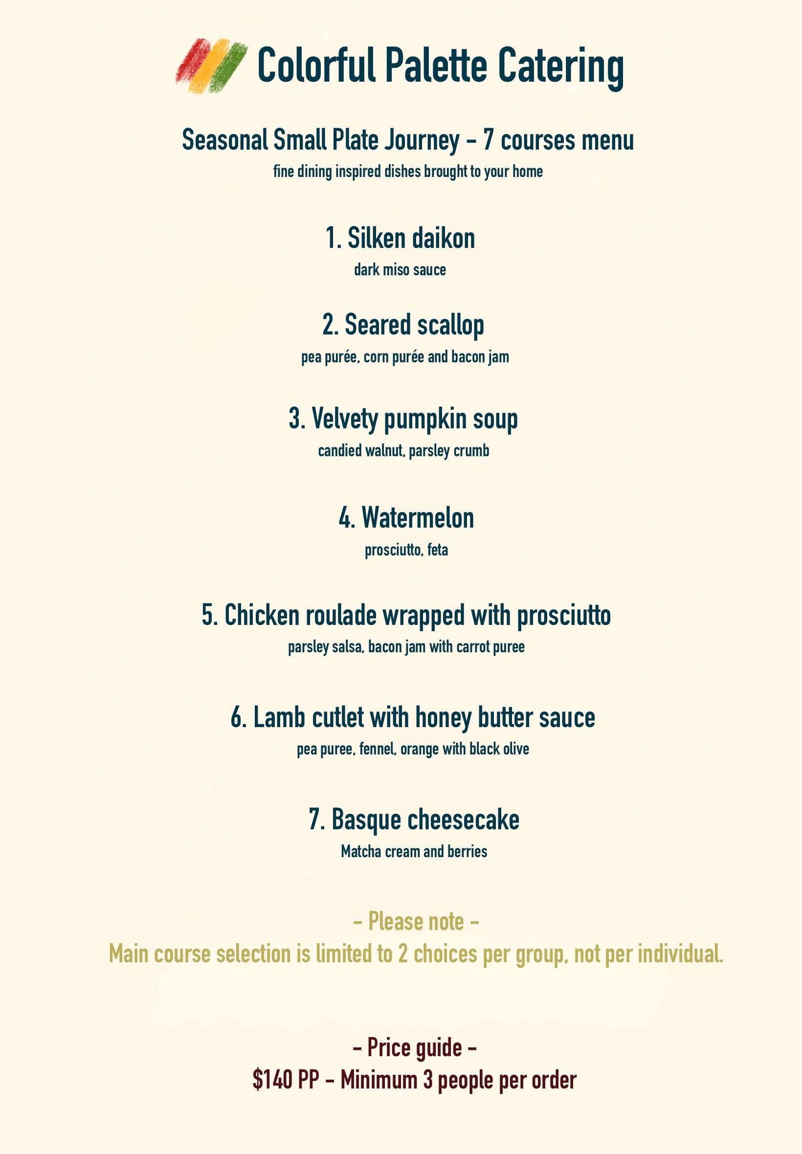 tasting menu private chef menu