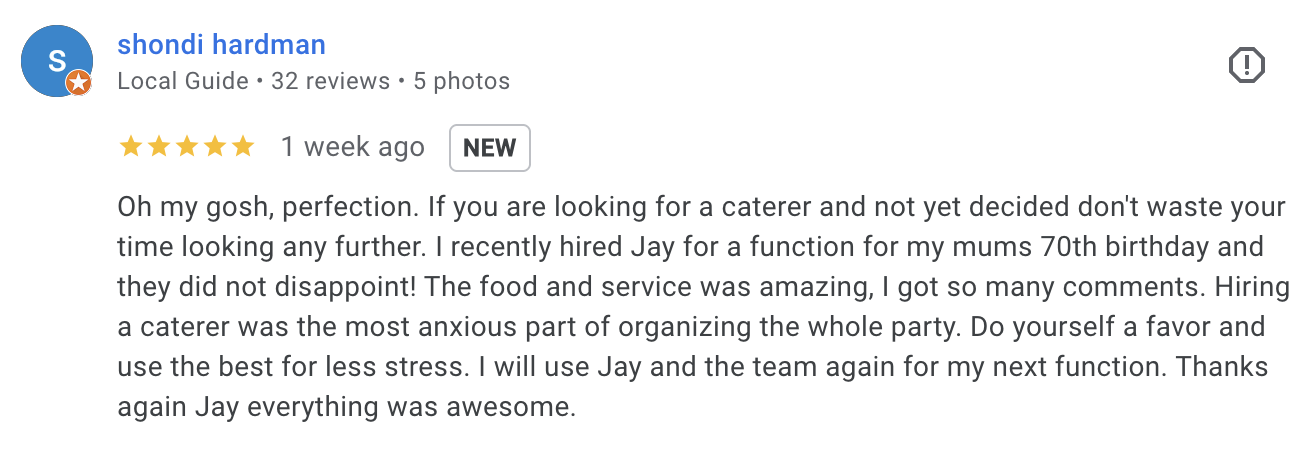 catering review gold coast
